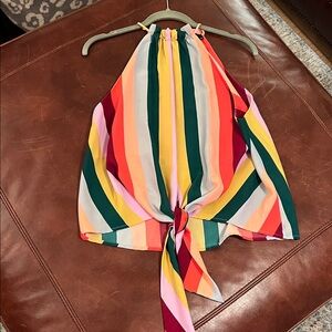 Anna Grace Colorful Striped Halter Top